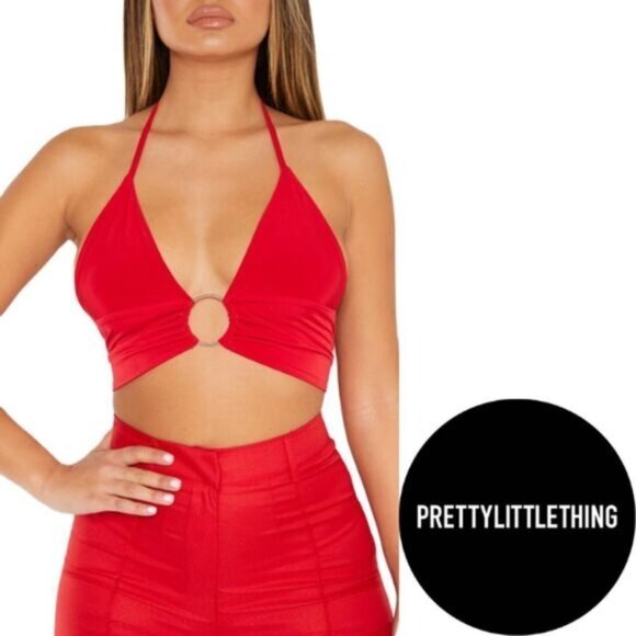 Pretty Little‎ Thing PLUNGE RING DETAIL BRALETTE Size 4 NWT - Picture 1 of 7